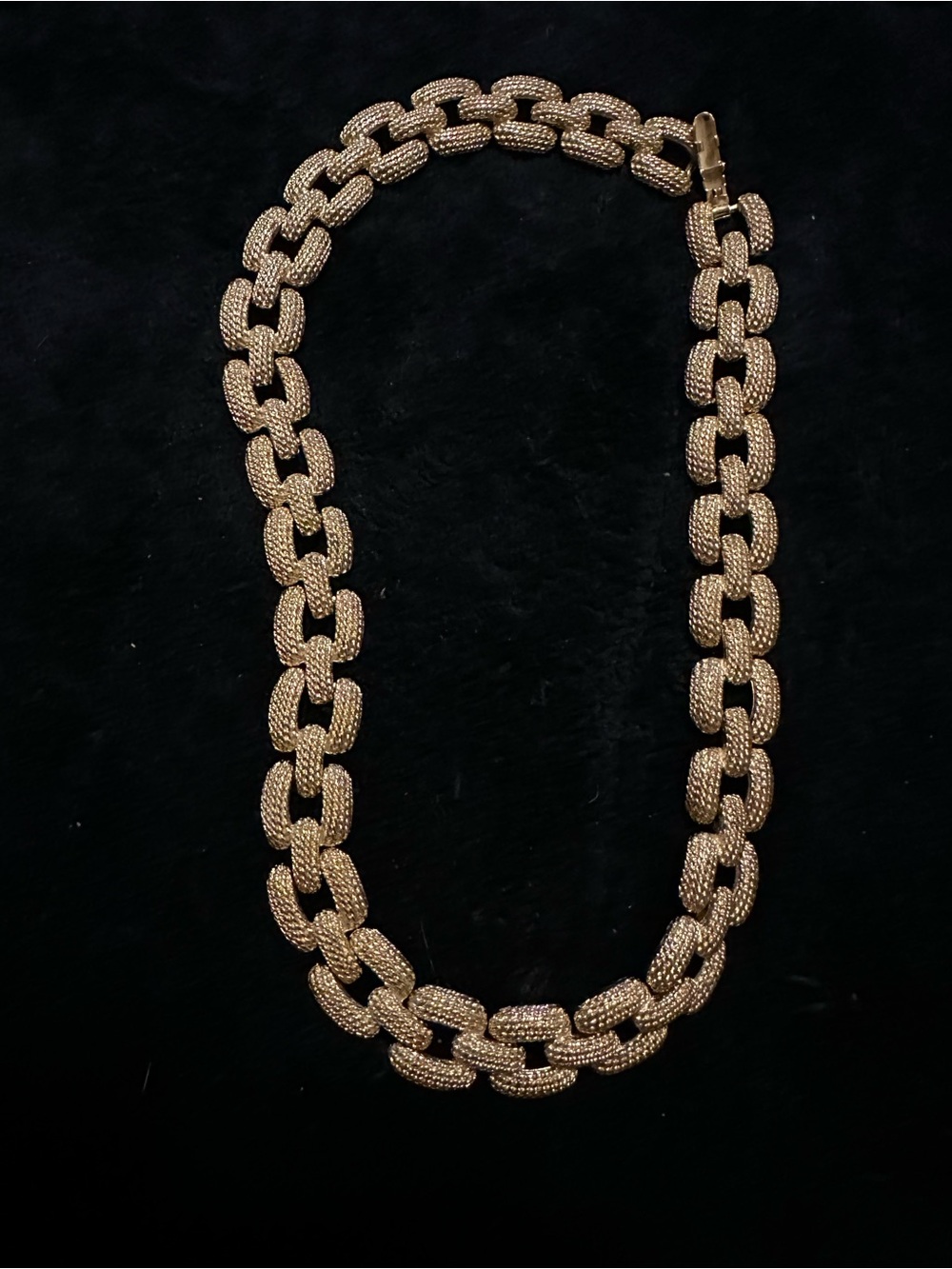 MONET Vintage STATEMENT Gold Tone Textured Link Necklace Women's Jewelry